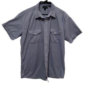 Panhandle Slim Men’s Western Pearl Snap Shirt Size 17 Short Sleeve Blue Plaid